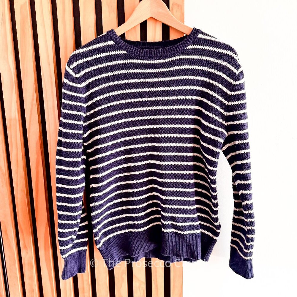 Vintage JCrew 100% Cotton Women's Striped Knit Sweater (S)